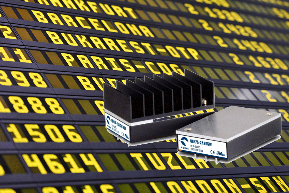 New highly efficient 75W and 100W 1/4brick DC/DC converters for rail applications